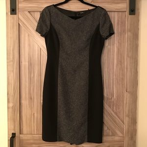 Tahari Gray and Black Color Blocking Dress